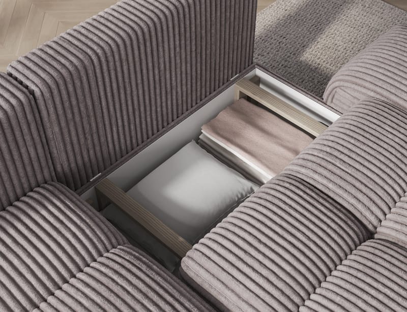 Vittario 3-seters boblete sovesofa med divan og oppbevaring, venstre - Modullo 03 - Møbler - Sofaer - Sovesofaer - Langsgående sovesofa