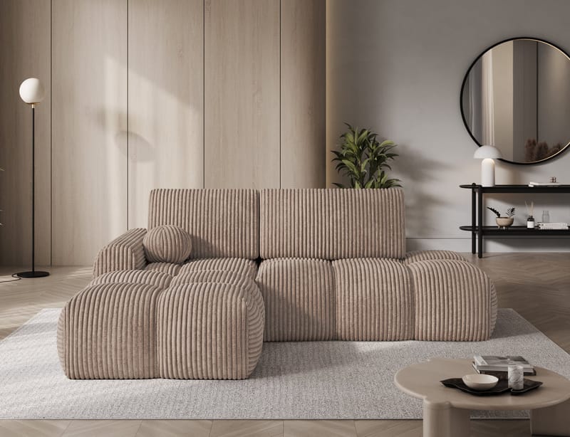 Vittario 3-seters boblete sovesofa med divan og oppbevaring, venstre - Modullo 20 - Møbler - Sofaer - Sovesofaer - Hjørnesovesofa
