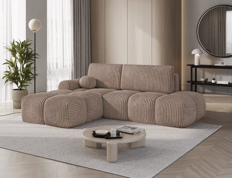 Vittario 3-seters boblete sovesofa med divan og oppbevaring, venstre - Modullo 20 - Møbler - Sofaer - Sovesofaer - Hjørnesovesofa