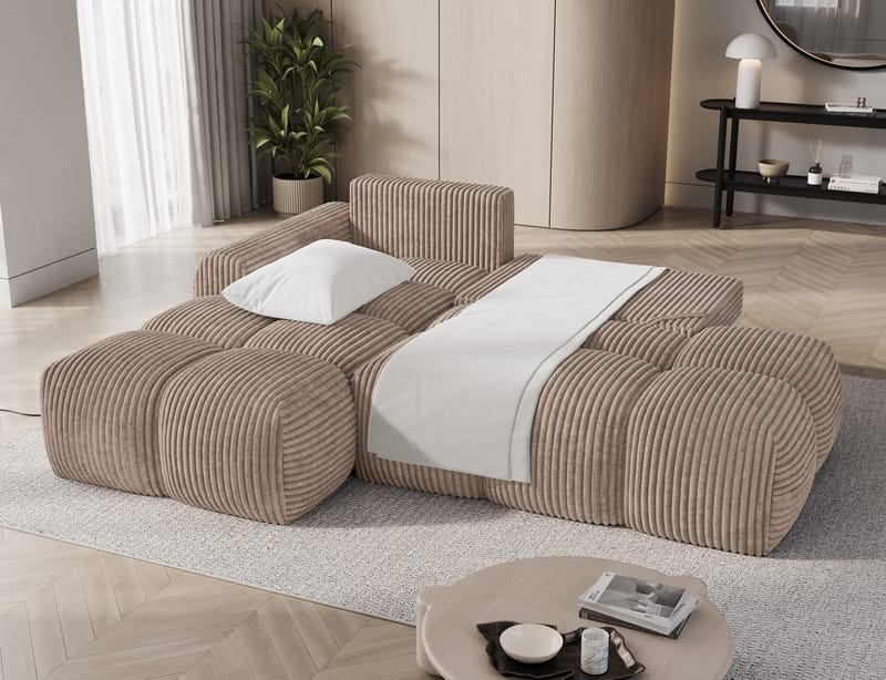 Vittario 3-seters boblete sovesofa med divan og oppbevaring, venstre - Modullo 20 - Møbler - Sofaer - Sovesofaer - Hjørnesovesofa