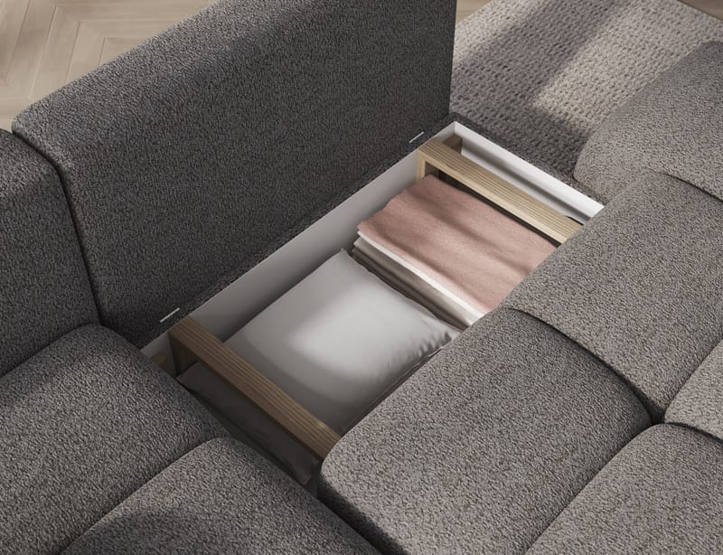 Vittario 3-seters boblete sovesofa med divan og oppbevaring, venstre - Royal 04 - Møbler - Sofaer - Sovesofaer - Sovesofa divan