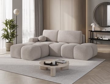 Vittario 3-seters boblete sovesofa med divan og oppbevaring, venstre - Royal 18 - Møbler - Sofaer - Sovesofaer - Sovesofa divan