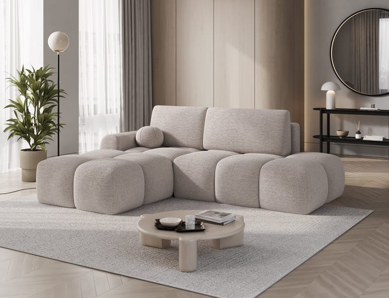 Vittario 3-seters boblete sovesofa med divan og oppbevaring, venstre - Royal 18 - Møbler - Sofaer - Sovesofaer - Sovesofa divan