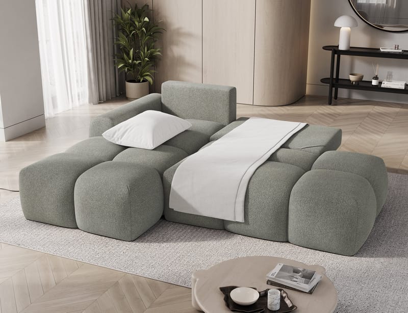 Vittario 3-seters boblete sovesofa med divan og oppbevaring, venstre - Xillar 100 - Møbler - Sofaer - Sovesofaer - Hjørnesovesofa
