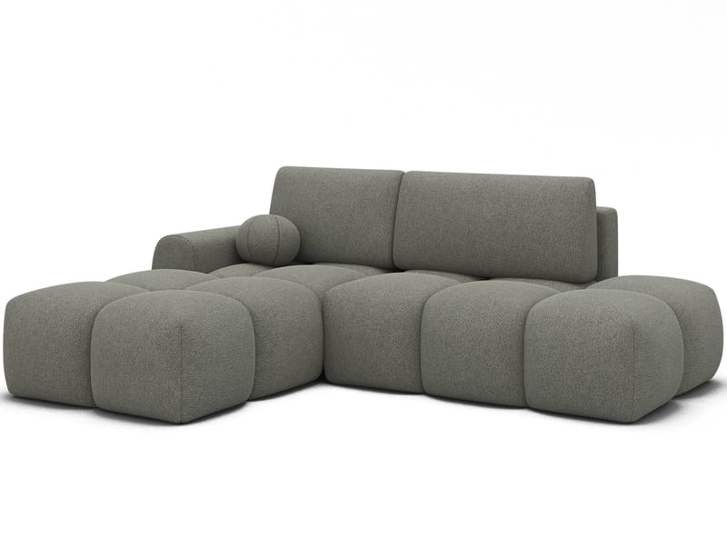 Vittario 3-seters boblete sovesofa med divan og oppbevaring, venstre, Xillar 100