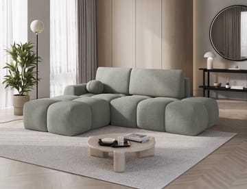 Vittario 3-seters boblete sovesofa med divan og oppbevaring, venstre - Xillar 100 - Møbler - Sofaer - Sovesofaer - Hjørnesovesofa