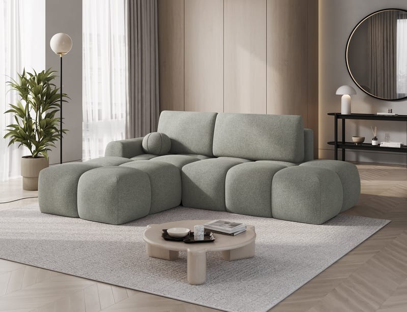 Vittario 3-seters boblete sovesofa med divan og oppbevaring, venstre - Xillar 100 - Møbler - Sofaer - Sovesofaer - Hjørnesovesofa