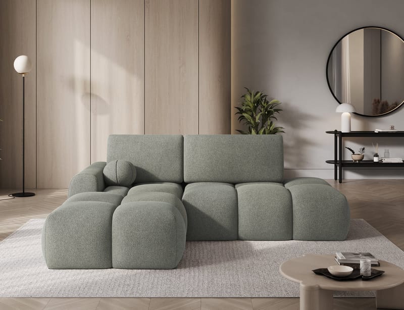 Vittario 3-seters boblete sovesofa med divan og oppbevaring, venstre - Xillar 100 - Møbler - Sofaer - Sovesofaer - Hjørnesovesofa