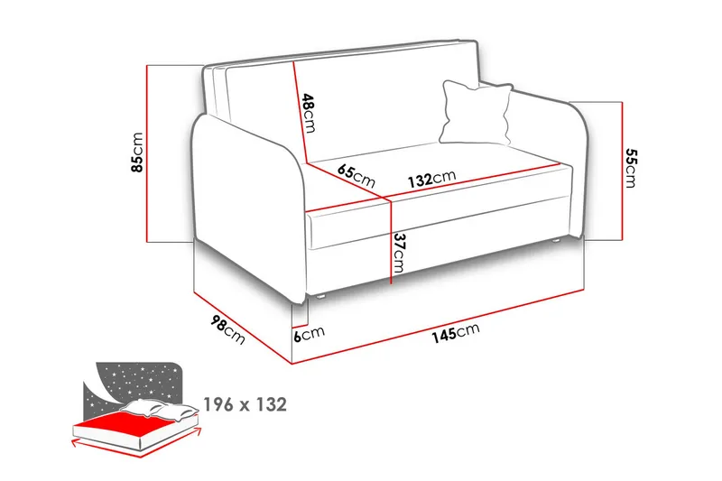 Viva Sovesofa - Rosa - Møbler - Sofaer - Sovesofaer - 2 seters sovesofa