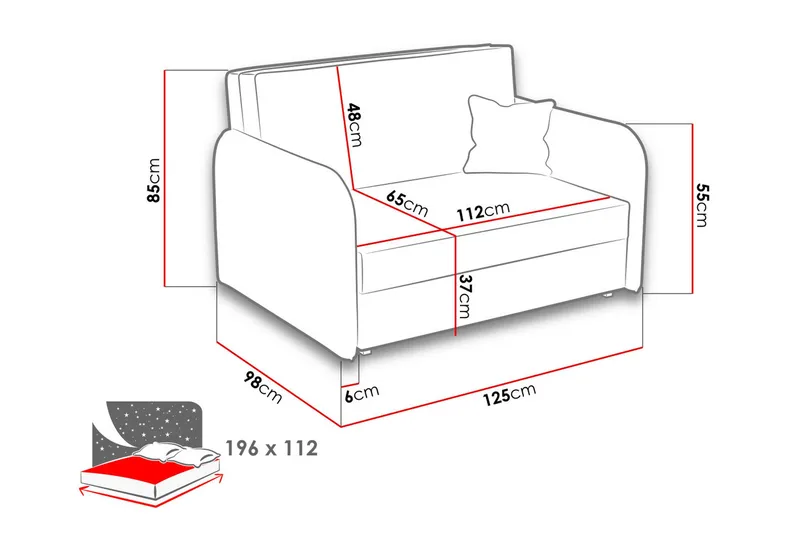 Viva Sovesofa - Rosa - Møbler - Sofaer - Sovesofaer - 2 seters sovesofa