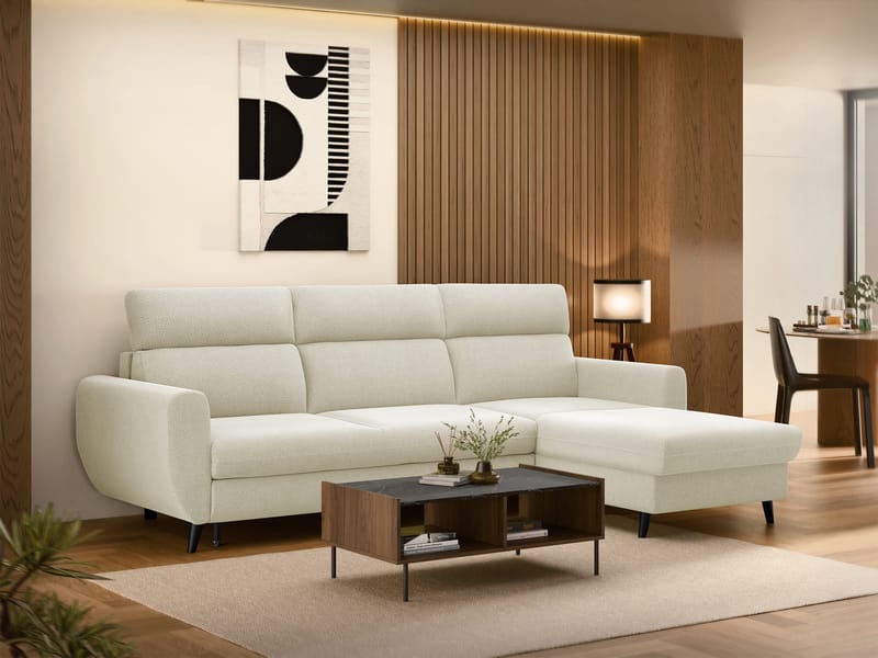 Vylon 3-seters sovesofa med divan - beige - Møbler - Sofaer - Sovesofaer - Sovesofa divan