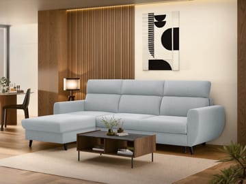 Vylon 3-seters sovesofa med divan - Blå - Møbler - Sofaer - Sovesofaer - Hjørnesovesofa