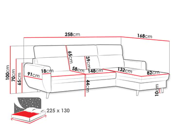 Vylon 3-seters sovesofa med divan - grå - Møbler - Sofaer - Sovesofaer - Hjørnesovesofa