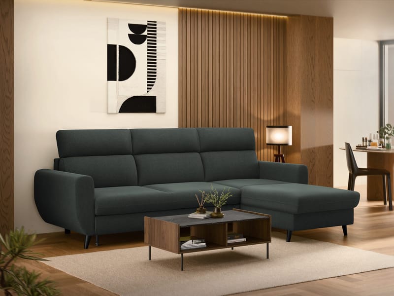 Vylon 3-seters sovesofa med divan - grå - Møbler - Sofaer - Sovesofaer - Hjørnesovesofa