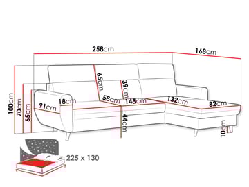 Vylon 3-seters sovesofa med divan - Rosa - Møbler - Sofaer - Sovesofaer - Hjørnesovesofa