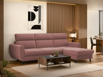 Vylon 3-seters sovesofa med divan - Rosa - Møbler - Sofaer - Sovesofaer - Hjørnesovesofa