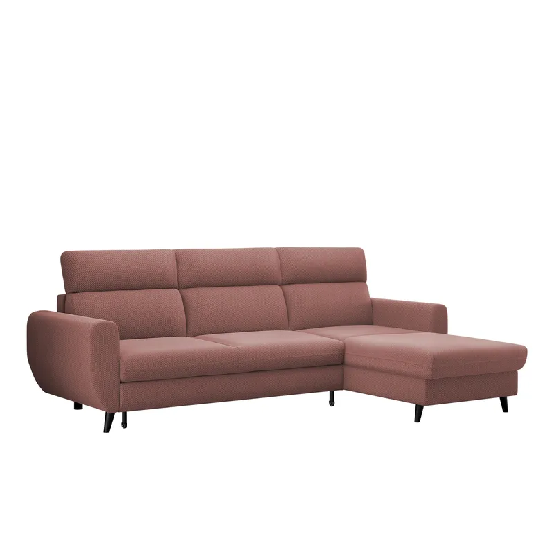 Vylon 3-seters sovesofa med divan, Rosa