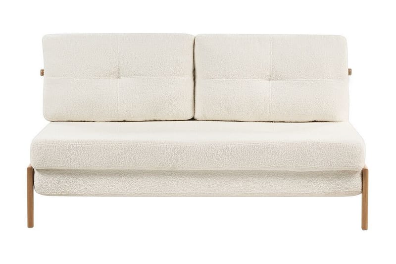 Wigwig 2-seter Utbrettbar Sovesofa 146x200 cm i Bouclé med Treben, Kremhvit