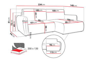 Wymer Sovesofa Med 2-Seters Divan - Grønn - Møbler - Sofaer - Sovesofaer - Sovesofa divan