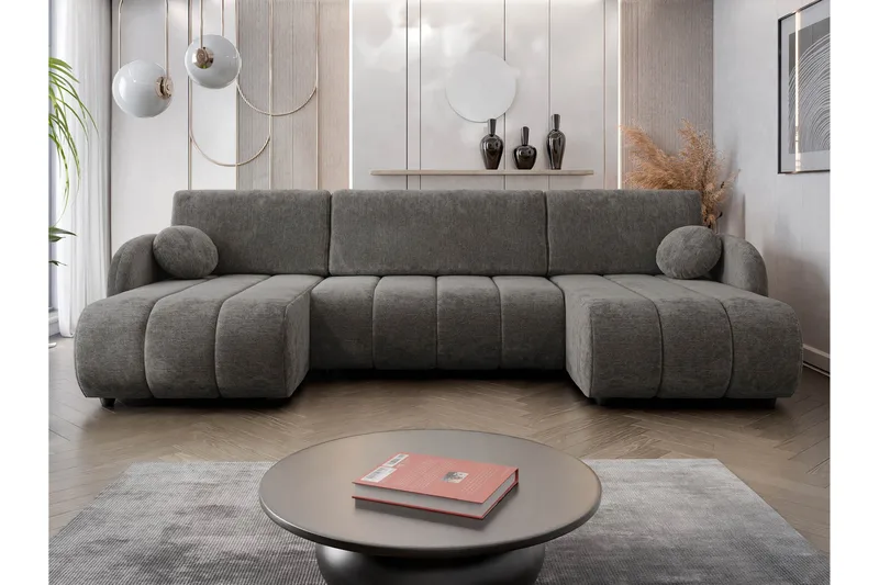 Zarania Sovesofa Dobbel Divan 3-Seter - Grå - Møbler - Sofaer - Sovesofaer - U sovesofa