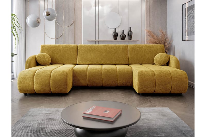 Zarania Sovesofa Dobbel Divan 3-Seter - Gul - Møbler - Sofaer - Sovesofaer - U sovesofa