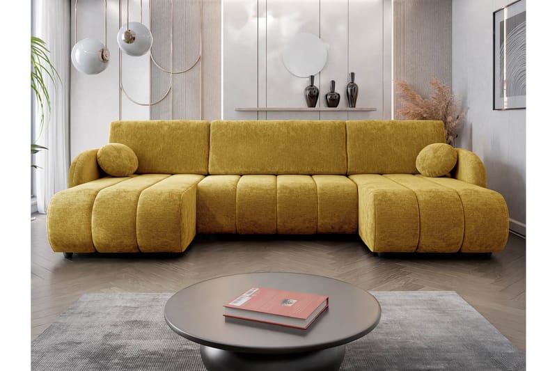 Zarania Sovesofa Dobbel Divan 3-Seter - Gul - Møbler - Sofaer - Sovesofaer - U sovesofa