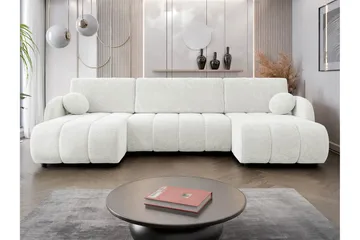 Zarania Sovesofa Dobbel Divan 3-Seter - Hvit - Møbler - Sofaer - Sovesofaer - U sovesofa