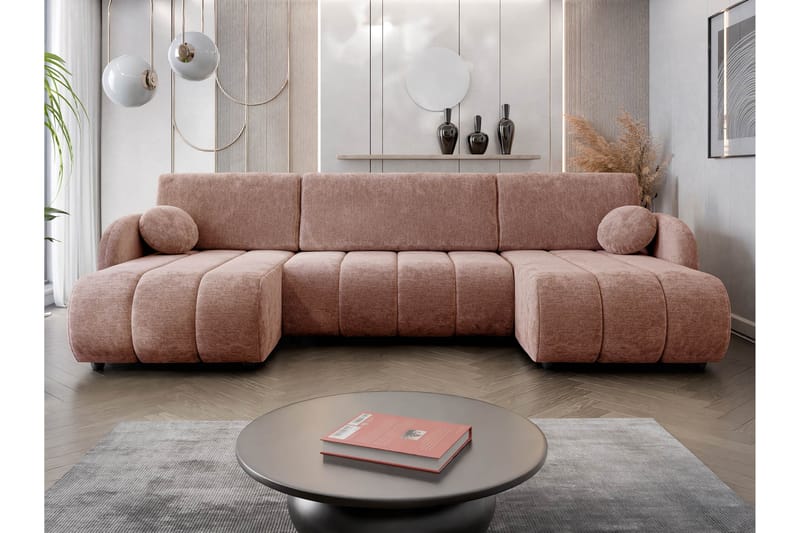 Zarania Sovesofa Dobbel Divan 3-Seter - Rosa - Møbler - Sofaer - Sovesofaer - U sovesofa