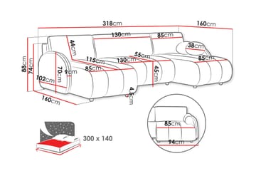 Zarania Sovesofa Dobbel Divan 3-Seter - Møbler - Sofaer - Sovesofaer - U sovesofa