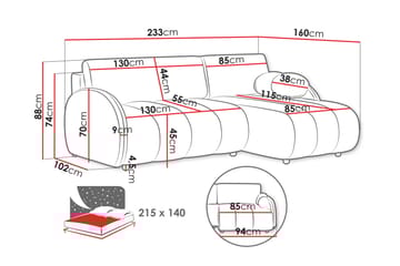 Zarania Sovesofa Med 3-Seters Divan - Beige - Møbler - Sofaer - Sovesofaer - Sovesofa divan