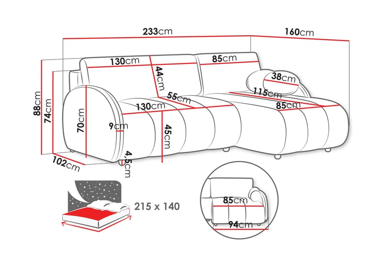 Zarania Sovesofa Med 3-Seters Divan - Møbler - Sofaer - Sovesofaer - Sovesofa divan