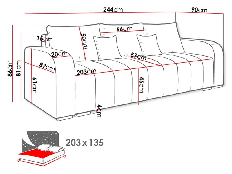 Zulueta 3-seters sovesofa - beige - Møbler - Sofaer - Sovesofaer - 3 seters sovesofa