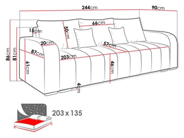Zulueta 3-seters sovesofa - grå - Møbler - Sofaer - Sovesofaer - 3 seters sovesofa