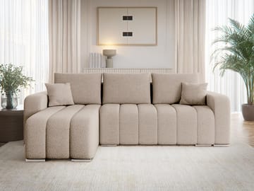 Zulueta 3-seters sovesofa med divan - Lambi 06 (beige) - Møbler - Sofaer - Sovesofaer - Hjørnesovesofa