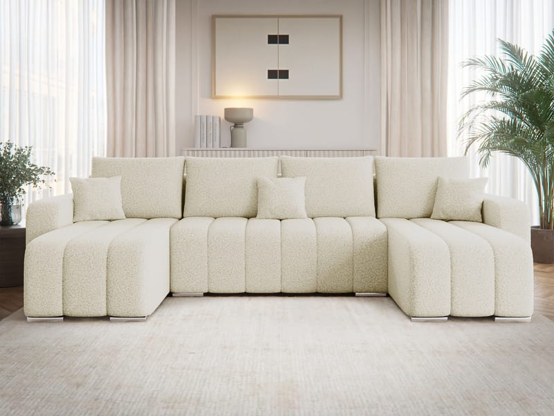 Zulueta 4-seters sovesofa med dobbel divan - beige - Møbler - Sofaer - Sovesofaer - Hjørnesovesofa