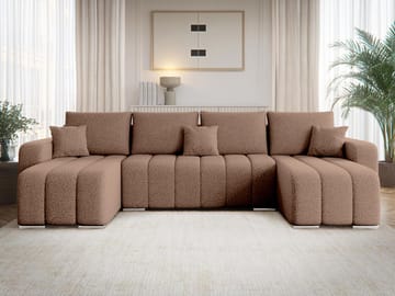 Zulueta 4-seters sovesofa med dobbel divan - brun - Møbler - Sofaer - Sovesofaer - Hjørnesovesofa