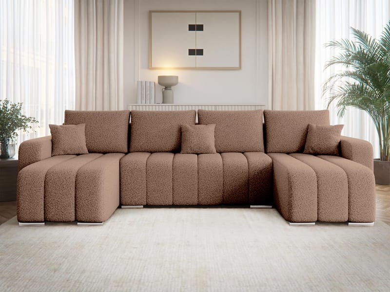 Zulueta 4-seters sovesofa med dobbel divan - brun - Møbler - Sofaer - Sovesofaer - Hjørnesovesofa