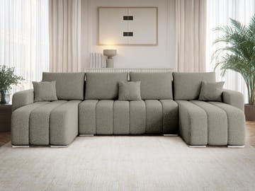 Zulueta 4-seters sovesofa med dobbel divan - grå - Møbler - Sofaer - Sovesofaer - Hjørnesovesofa