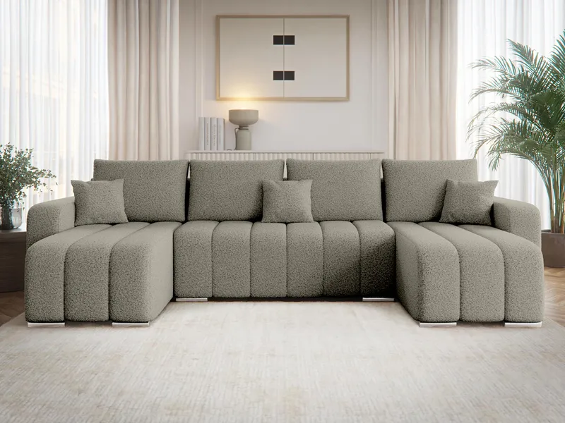 Zulueta 4-seters sovesofa med dobbel divan - grå - Møbler - Sofaer - Sovesofaer - Hjørnesovesofa