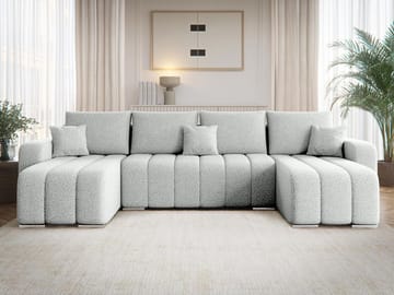 Zulueta 4-seters sovesofa med dobbel divan - grå - Møbler - Sofaer - Sovesofaer - Hjørnesovesofa