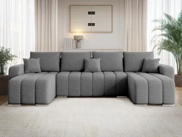 Zulueta 4-seters sovesofa med dobbel divan - grå - Møbler - Sofaer - Sovesofaer - Hjørnesovesofa