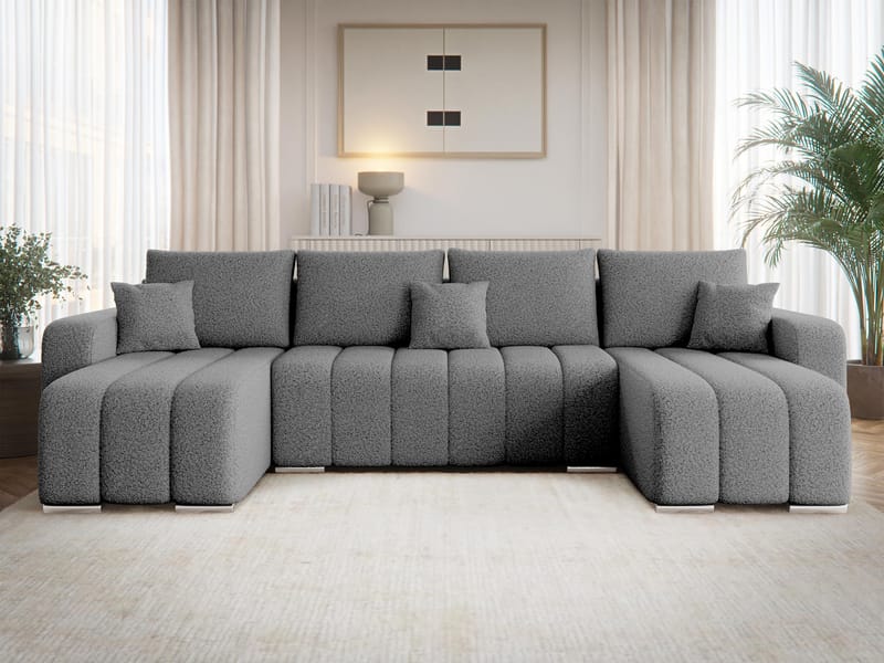 Zulueta 4-seters sovesofa med dobbel divan - grå - Møbler - Sofaer - Sovesofaer - Hjørnesovesofa