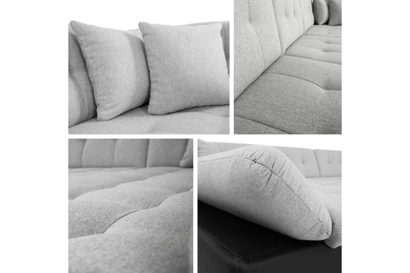 Zumar Sovesofa med Sjeselong og Dobbel Sjeselong 4-seter i Bouclé - Grønn - Møbler - Sofaer - Sovesofaer - Sovesofa divan