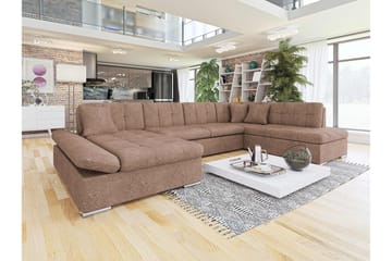 Zumar Sovesofa med Sjeselong og Dobbel Sjeselong 4-seter i Bouclé - Rosa - Møbler - Sofaer - Sovesofaer - Sovesofa divan