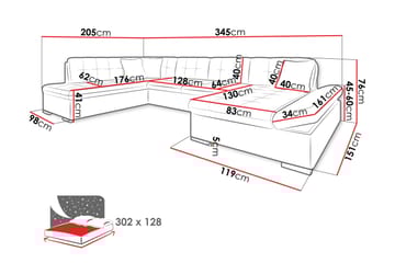 Zumar Sovesofa med Sjeselong og Dobbel Sjeselong 4-seter i Chenille - Beige - Møbler - Sofaer - Sovesofaer - Sovesofa divan