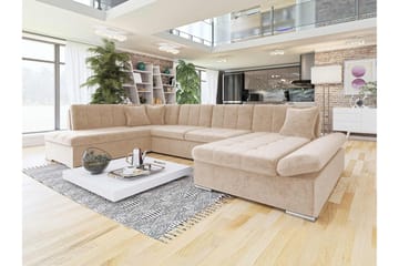Zumar Sovesofa med Sjeselong og Dobbel Sjeselong 4-seter i Chenille - Beige - Møbler - Sofaer - Sovesofaer - Sovesofa divan
