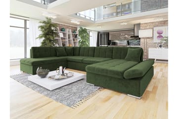 Zumar Sovesofa med Sjeselong og Dobbel Sjeselong 4-seter i Chenille - Grønn - Møbler - Sofaer - Sovesofaer - Sovesofa divan