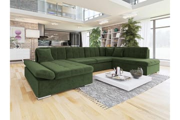 Zumar Sovesofa med Sjeselong og Dobbel Sjeselong 4-seter i Chenille - Grønn - Møbler - Sofaer - Sovesofaer - Sovesofa divan