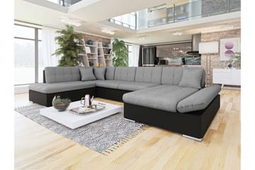 Zumar Sovesofa med Sjeselong og Dobbel Sjeselong 4-seter i Kunstlær - Svart / Grå - Møbler - Sofaer - Sovesofaer - Sovesofa divan