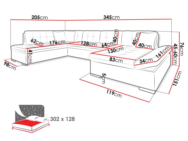 Zumar Sovesofa med sjeselong og sjeselong 5-seter - Brun - Møbler - Sofaer - Sovesofaer - Sovesofa divan